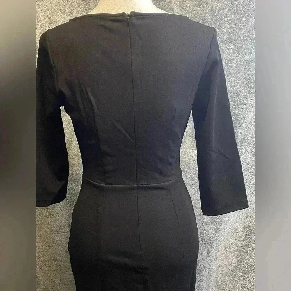 AISIZE Women's Retro Ruched Elegant Business Pencil Sheath Dress size Small - Picture 8 of 12